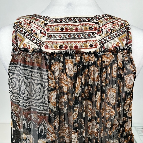 FREE People The Wanderers Embroidered Lace-Up Yoke Empire Waist Dress/Tunic Top - Picture 4 of 7